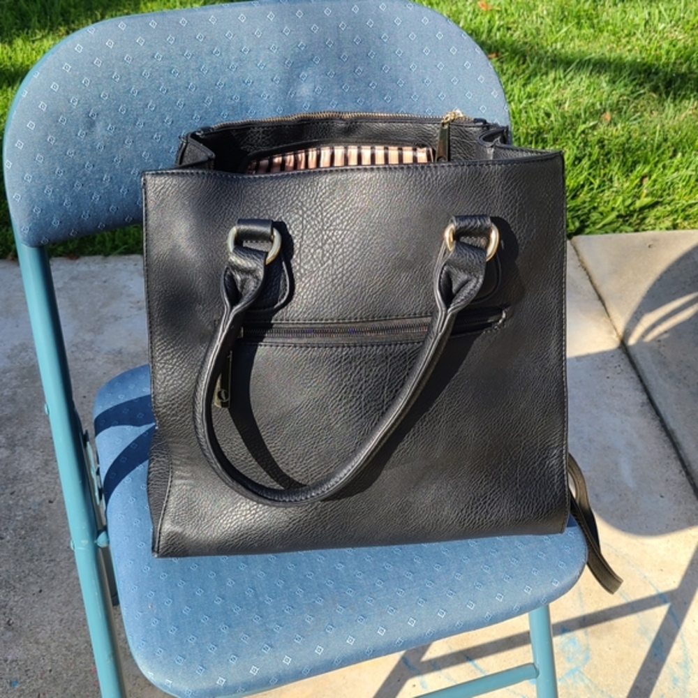 Chic Black Tote with Gold Accents